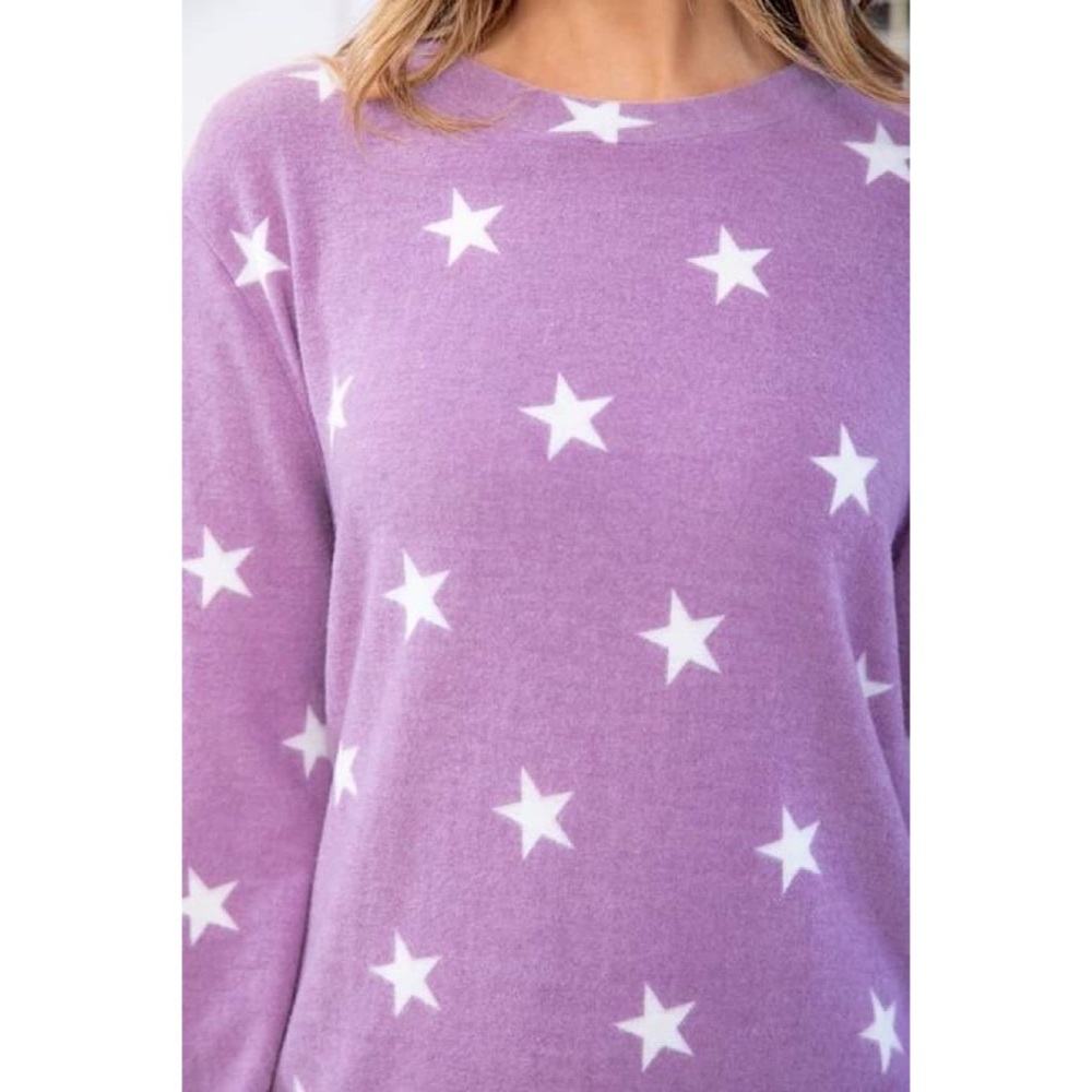 Star print cozy sweater purple - Picture 7 of 12